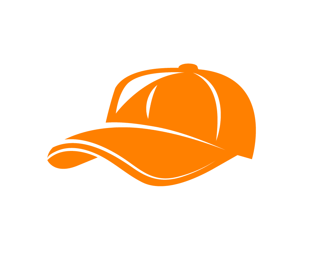 graphic of baseball hat in orange - NJ Sports Field Services